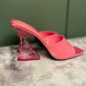 Zara High Heeled Methacrylate Sandals in Pink